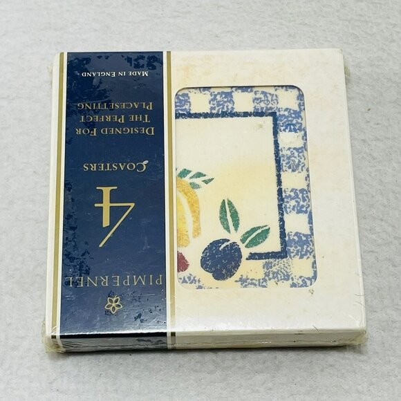 England Pimpernel Coaster Set 4 Cork 4.25” Square Fruit Spring Summer Gardening - Picture 2 of 8